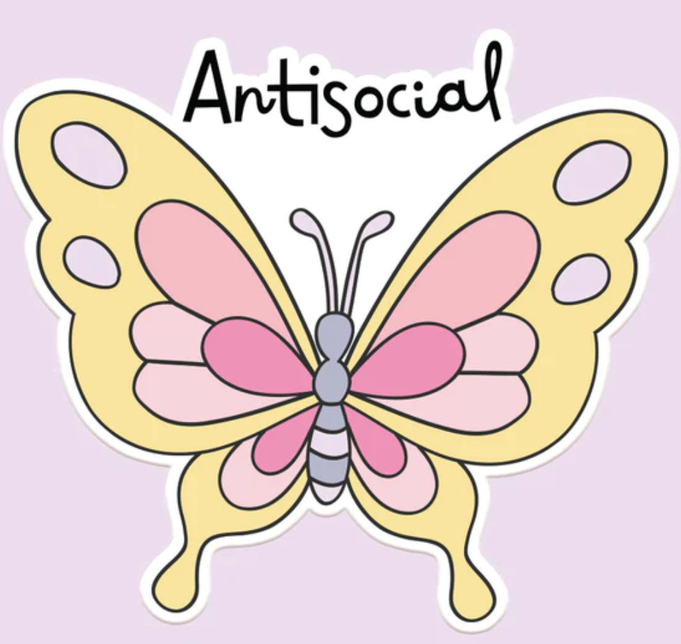 Antisocial Butterfly Sticker Decal
