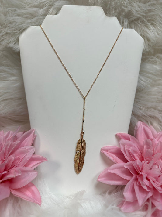 Gold Bar Feather Necklace