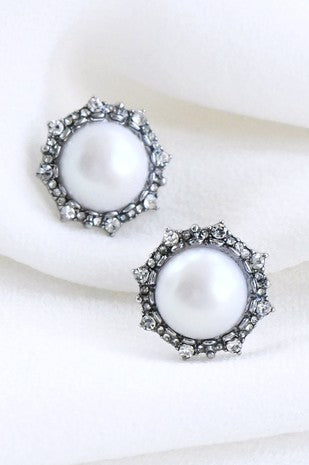 Crystal Pearl Stud Earrings