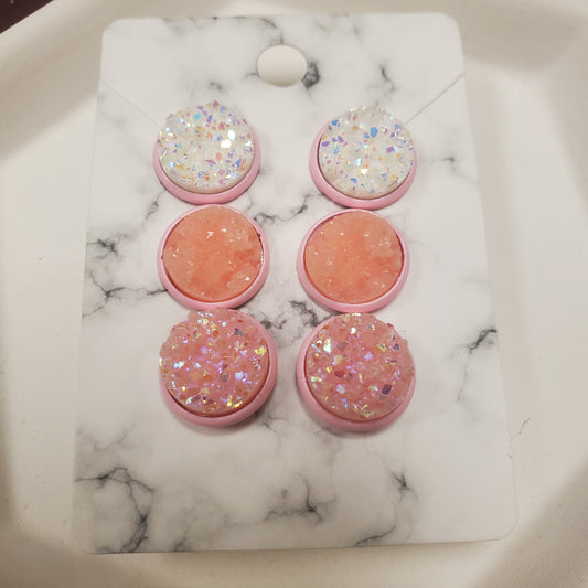 Pink Trio Set of Earrings