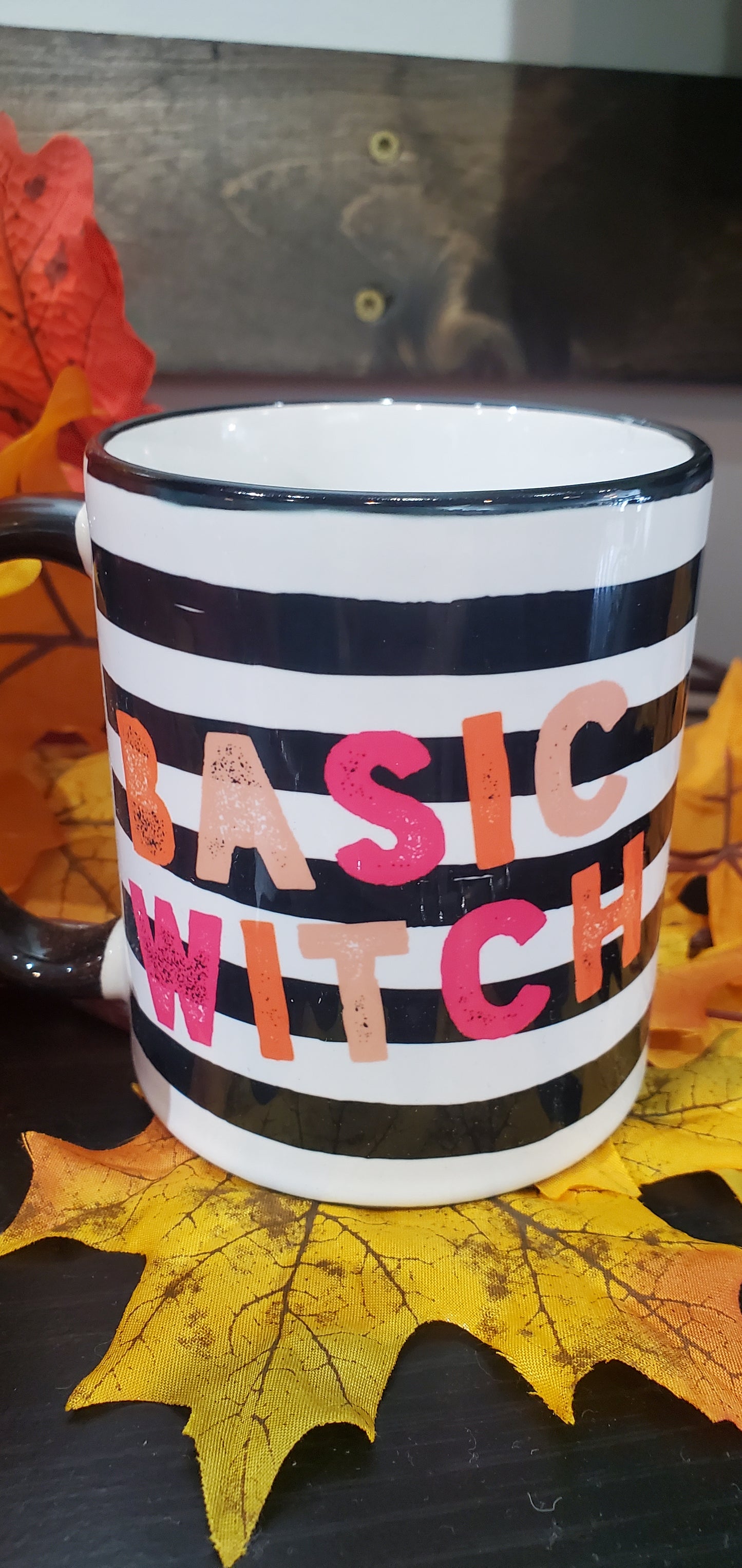 Black Striped Basic Witch Coffee Mug