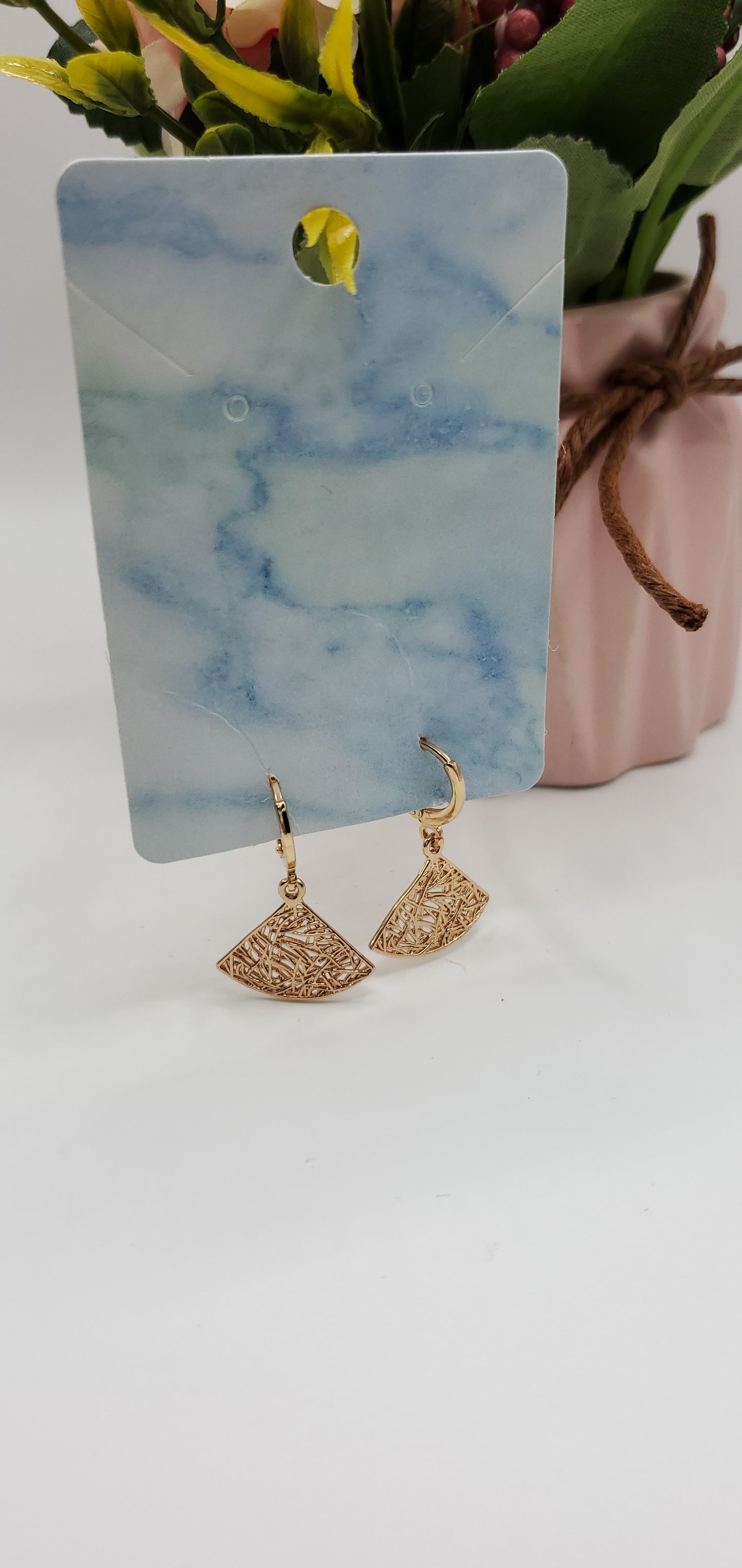 Triangular Gold Fan Earrings